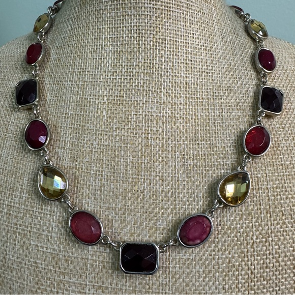 WHBM Multicolour Glass Necklace Silver Tone Spring Summer 21 Inch - Picture 3 of 11